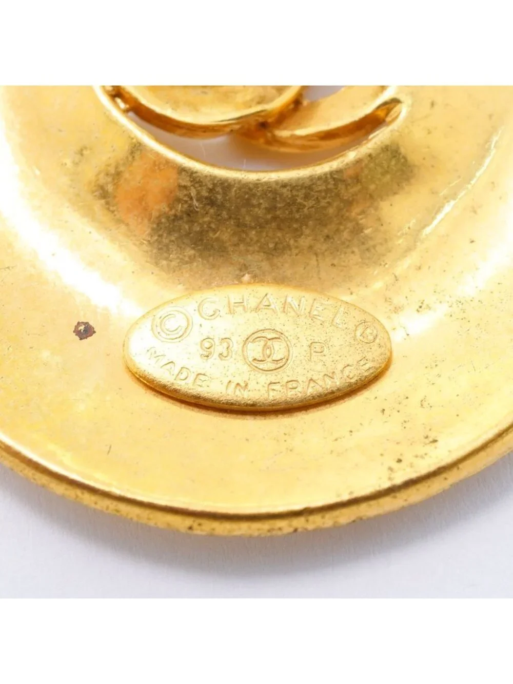 Chanel Earrings Vintage CC Logo Gold Plated